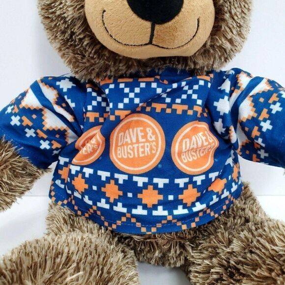 Dave And Busters Brown Bear 16" Plush Toy Orange & - Picture 3 of 9